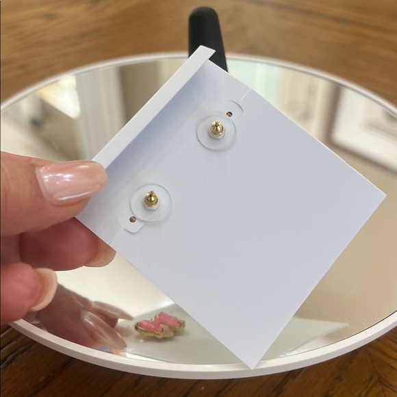 Kendra Scott Gold and Pink Bow Stud Earrings - Picture 2 of 2